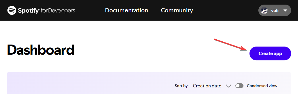 Create App Button